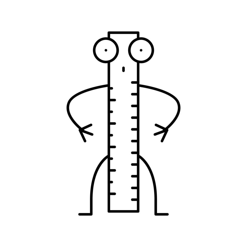 Lineal Schule Charakter Linie Symbol Vektor Illustration
