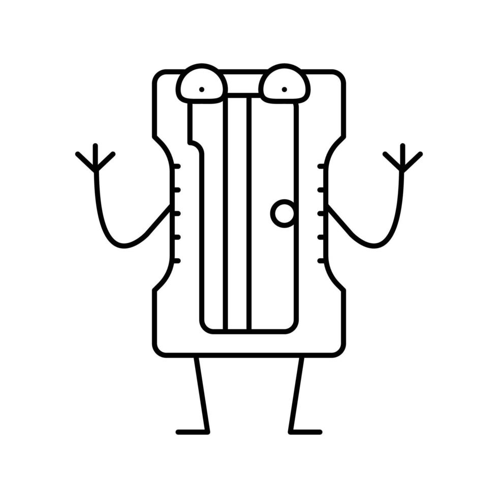 Anspitzer Schule Charakter Linie Symbol Vektor Illustration