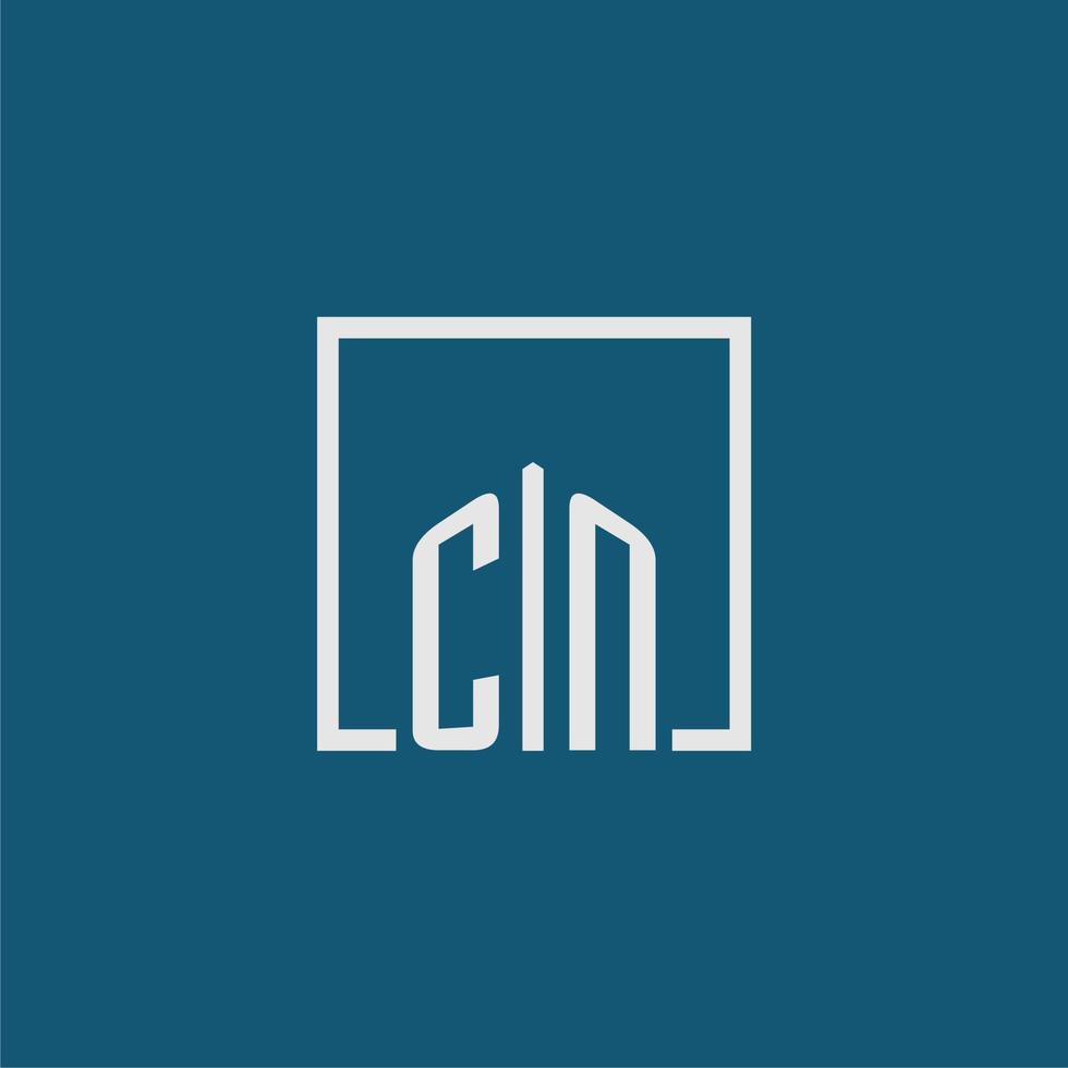 cn Initiale Monogramm Logo echt Nachlass im Rechteck Stil Design vektor