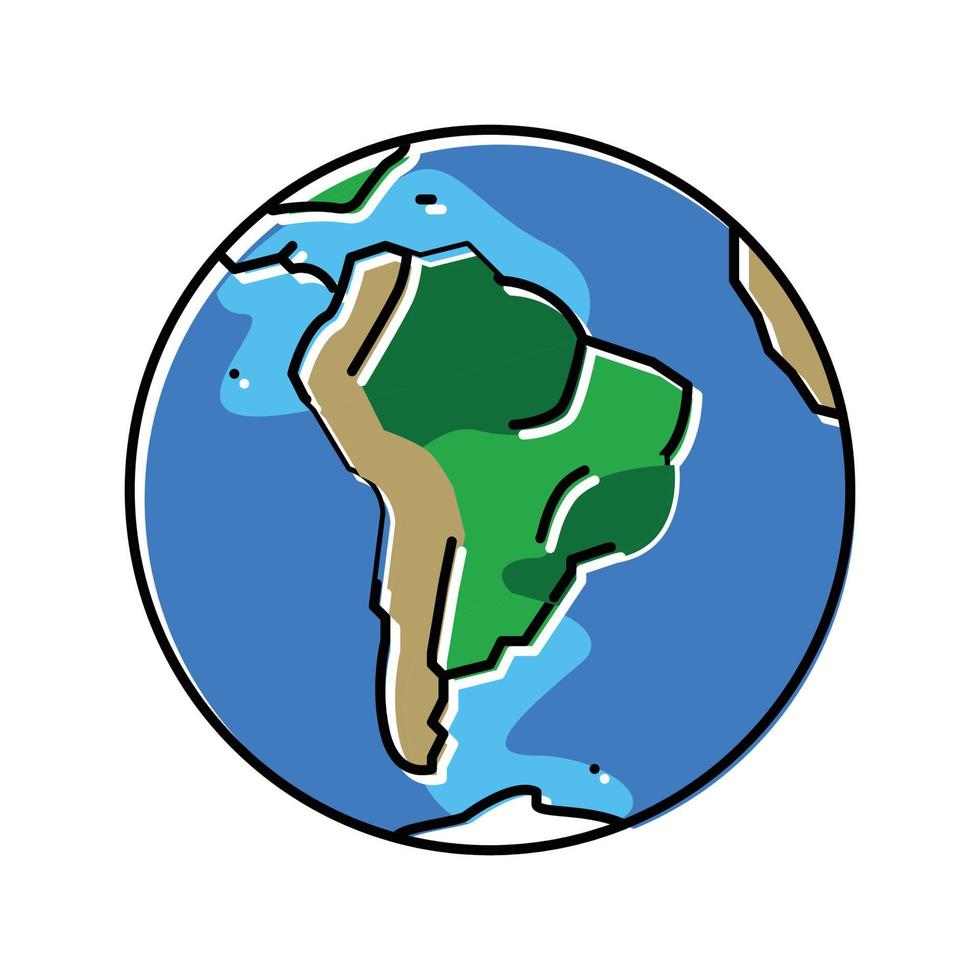 Süd Amerika Erde Planet Karte Farbe Symbol Vektor Illustration