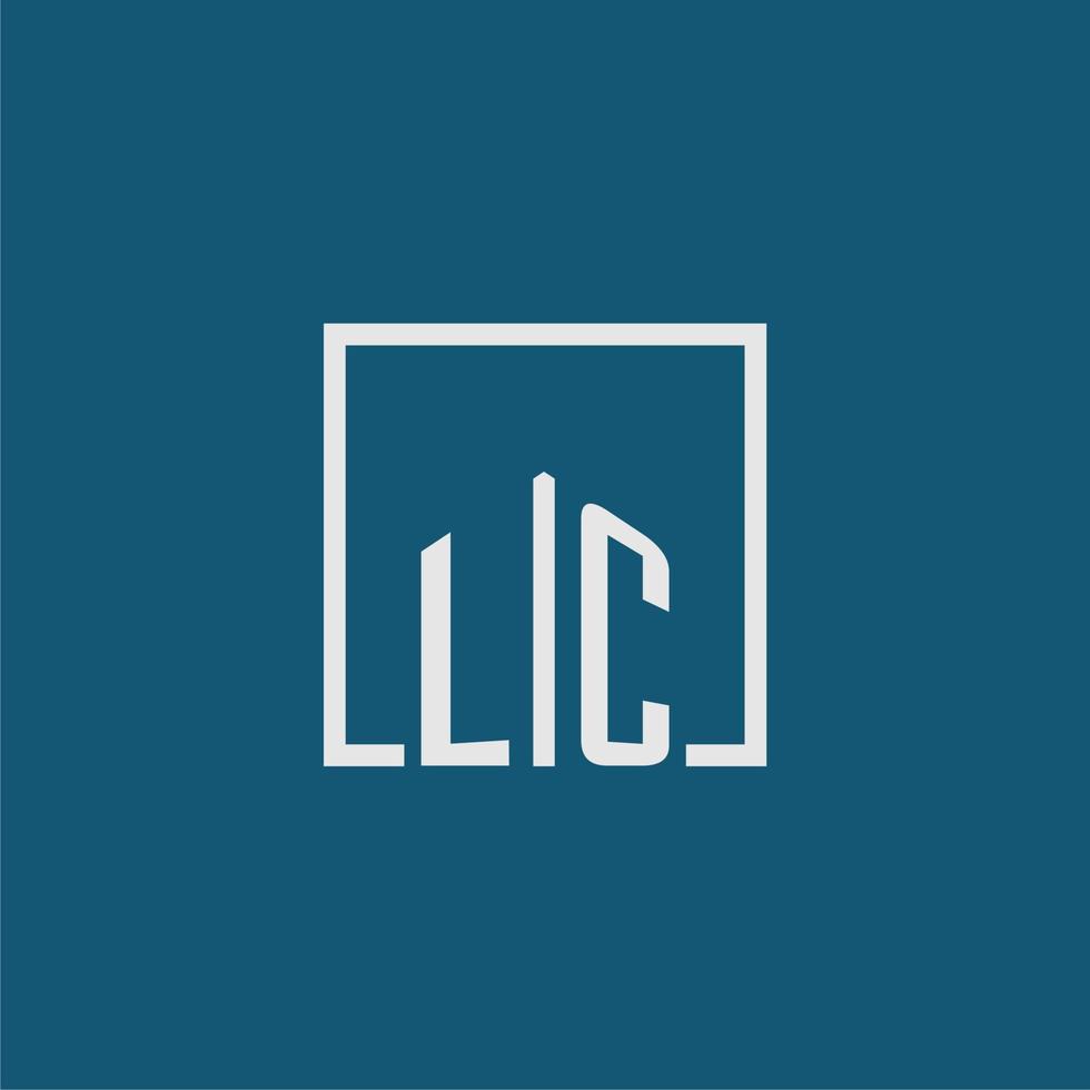 lc Initiale Monogramm Logo echt Nachlass im Rechteck Stil Design vektor