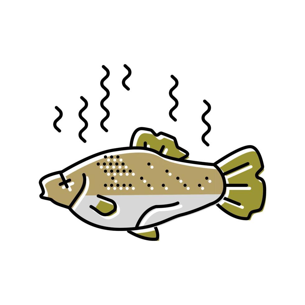Fisch verfault Essen Farbe Symbol Vektor Illustration