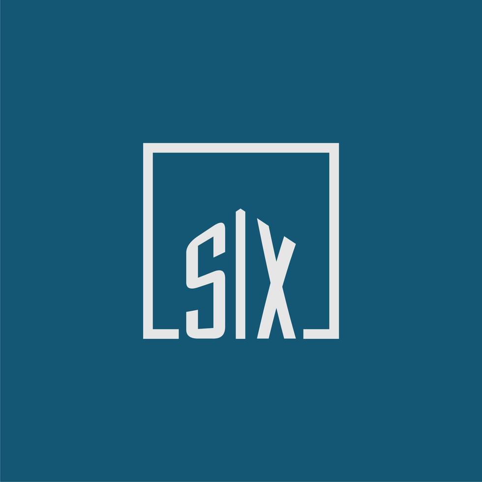 sx Initiale Monogramm Logo echt Nachlass im Rechteck Stil Design vektor