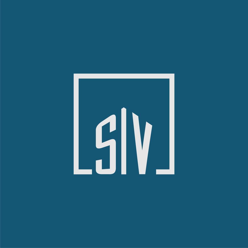 sv första monogram logotyp verklig egendom i rektangel stil design vektor