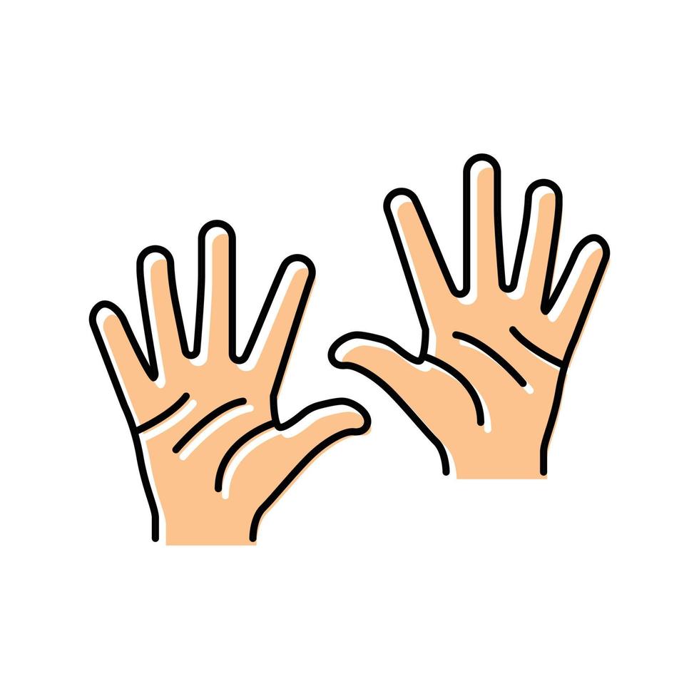 zehn Nummer Hand Geste Farbe Symbol Vektor Illustration