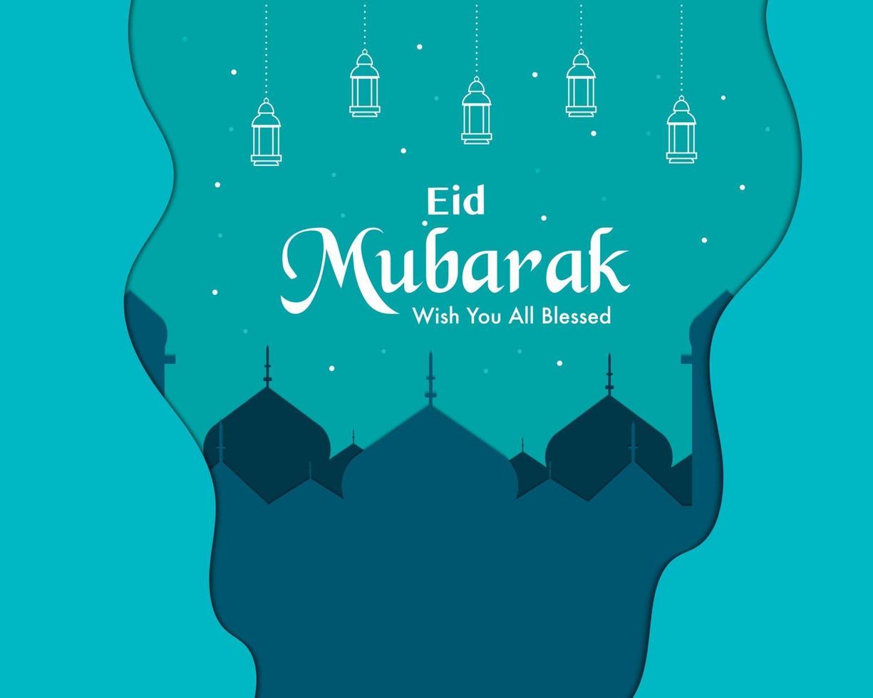 Eid Mubarak im Papierstil vektor