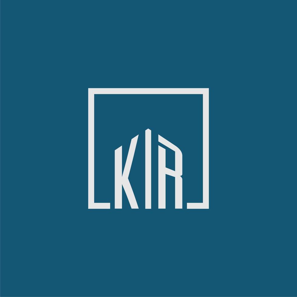 kr första monogram logotyp verklig egendom i rektangel stil design vektor