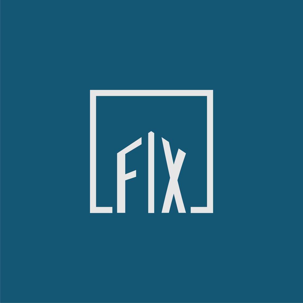 fx Initiale Monogramm Logo echt Nachlass im Rechteck Stil Design vektor