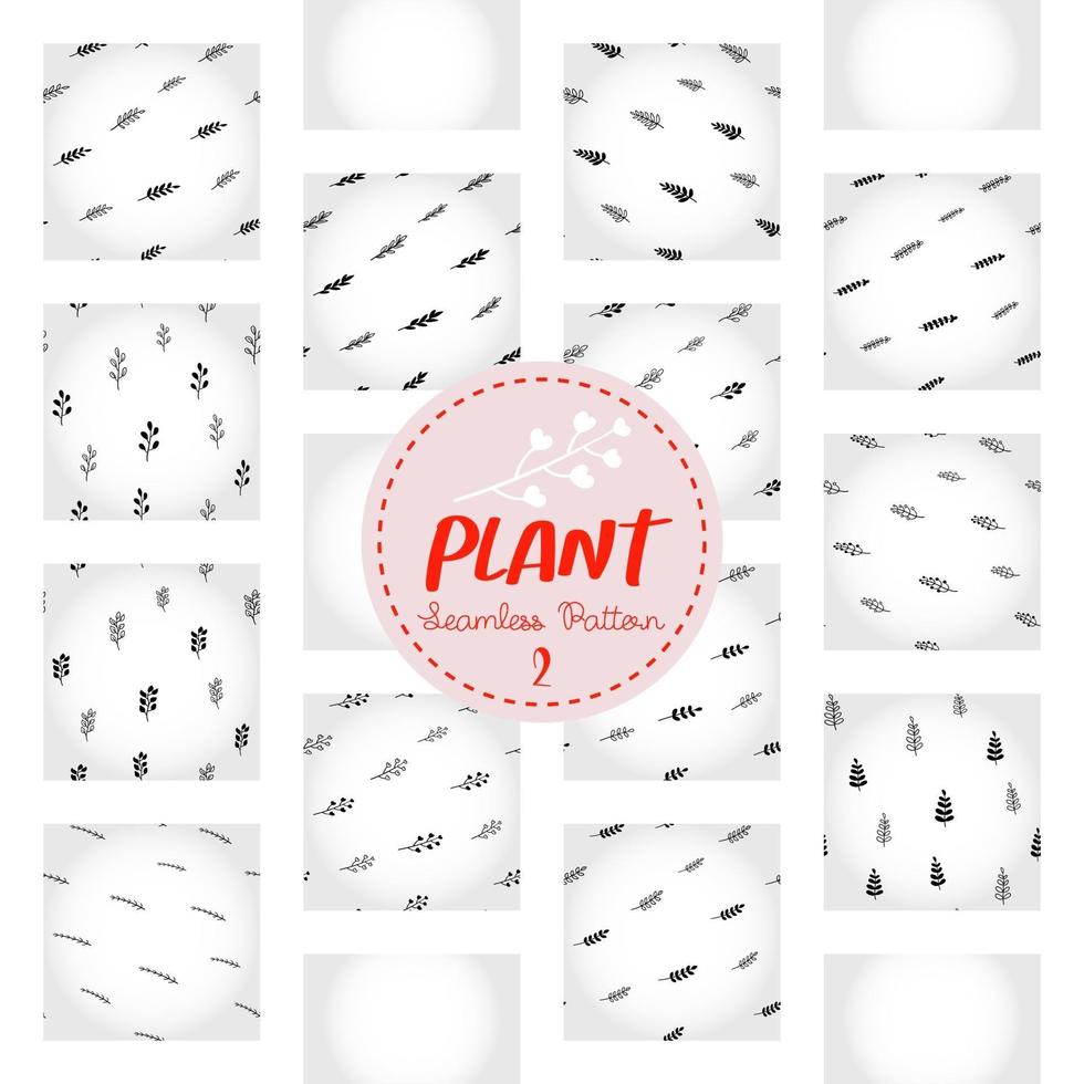 växtmönster, svartvitt handritat trädklotter digitalt papper, abstrakta växter upprepande bakgrund, monokrom ört vektor tapet, söt buske dekorativt element