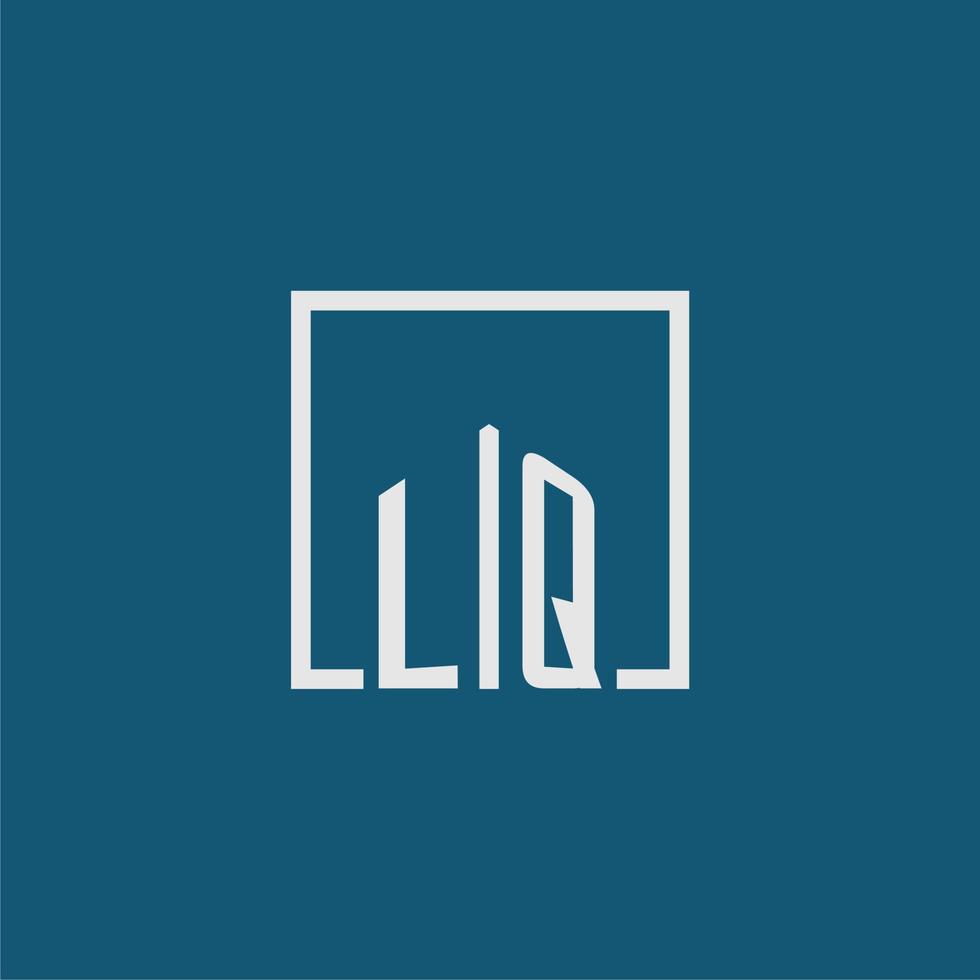 lq första monogram logotyp verklig egendom i rektangel stil design vektor