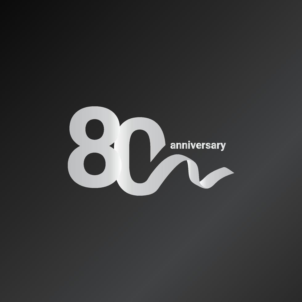 80 år årsdag firande vit band vektor mall design design
