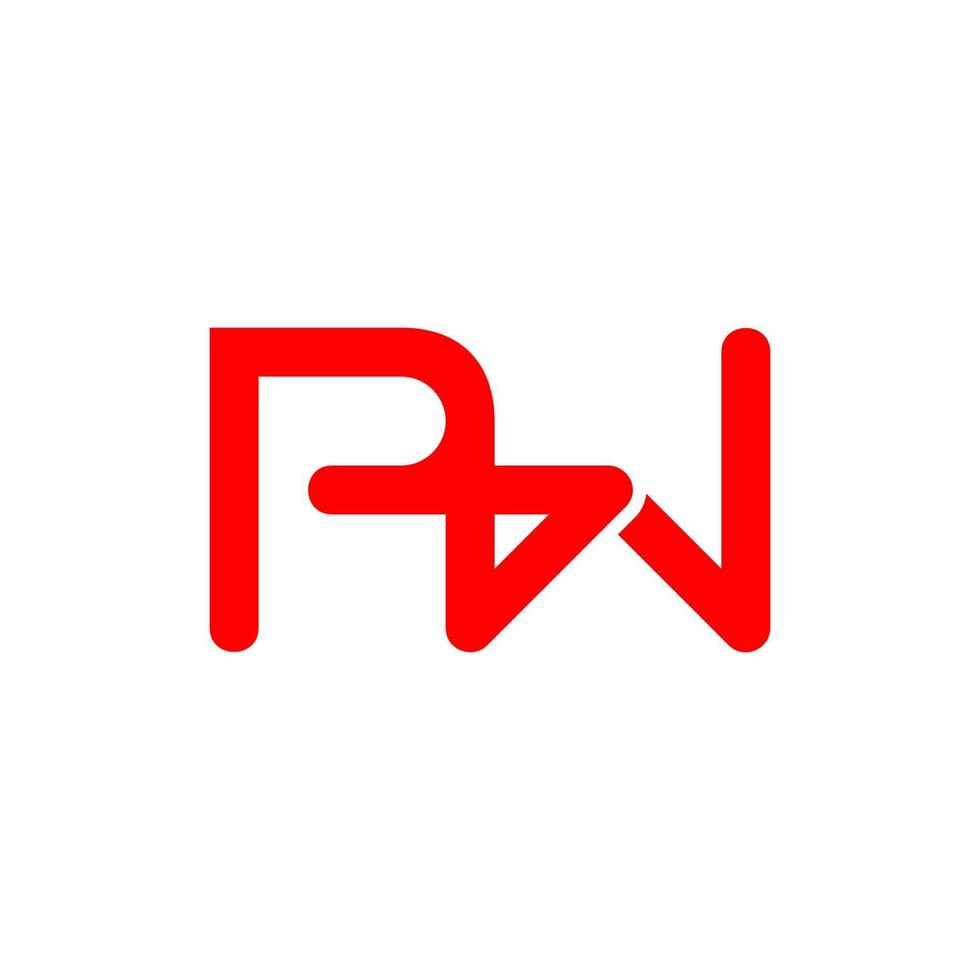 brev p plus w linje modern kreativ logotyp vektor