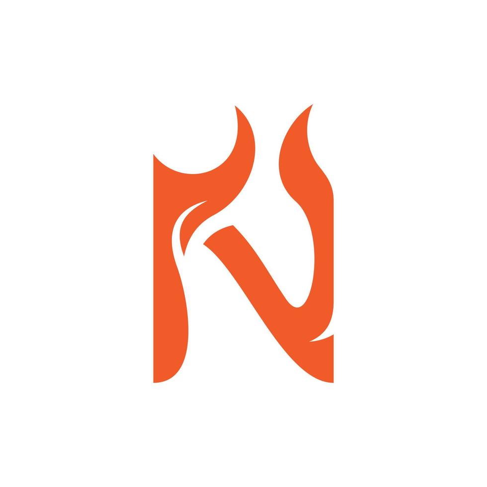 Brief n Feuer Monogramm Logo Design vektor