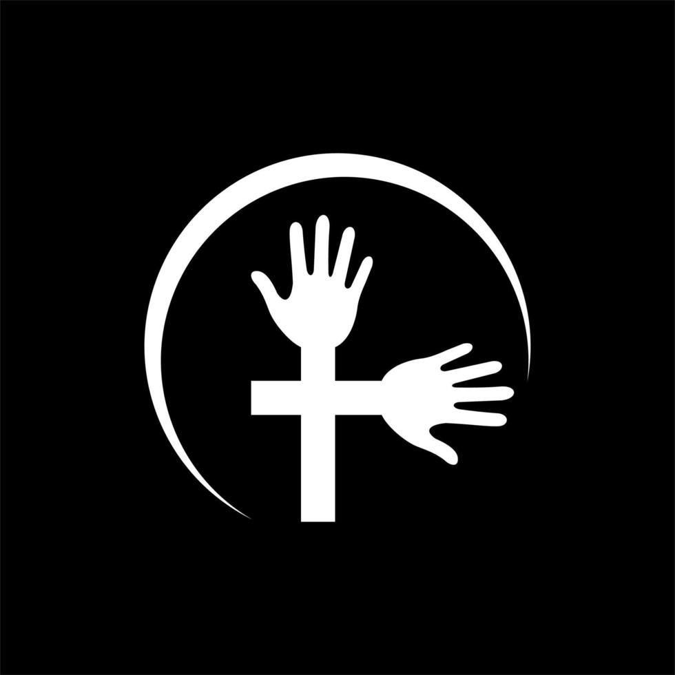 Mensch Hand Finger Kreuz Kirche kreativ Logo vektor