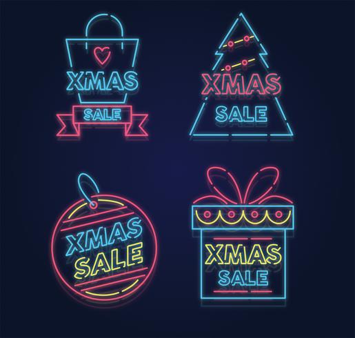 Weihnachts-Neon-Verkaufs-Vektor-Satz vektor