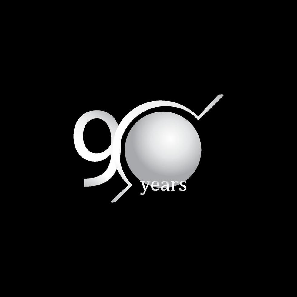 90 Jahre Jubiläumsfeier Kreis weiße Vektorschablonen-Designillustration vektor