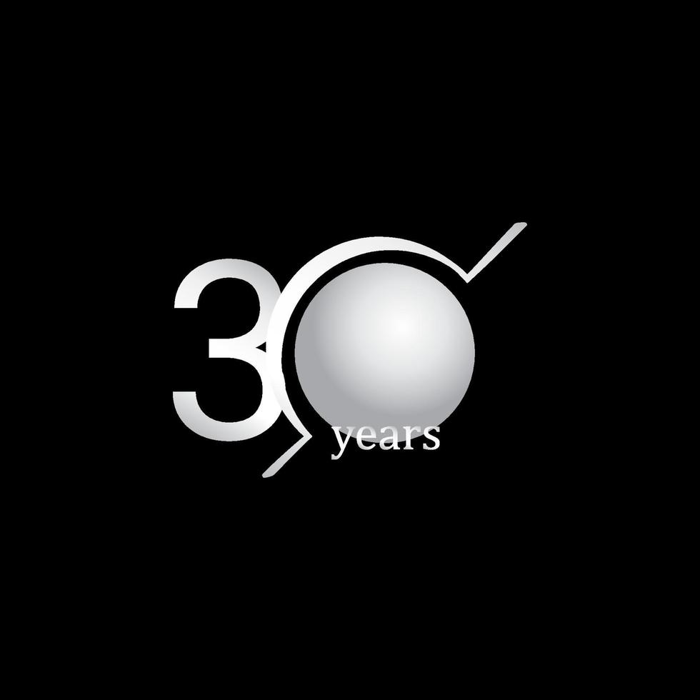 30 Jahre Jubiläumsfeier Kreis weiße Vektorschablonen-Designillustration vektor