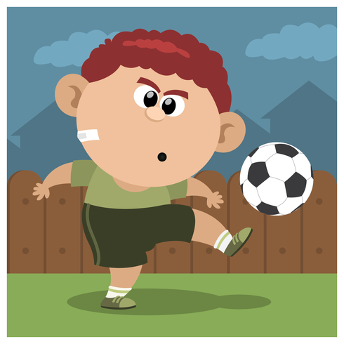 En pojke som spelar fotboll vektor