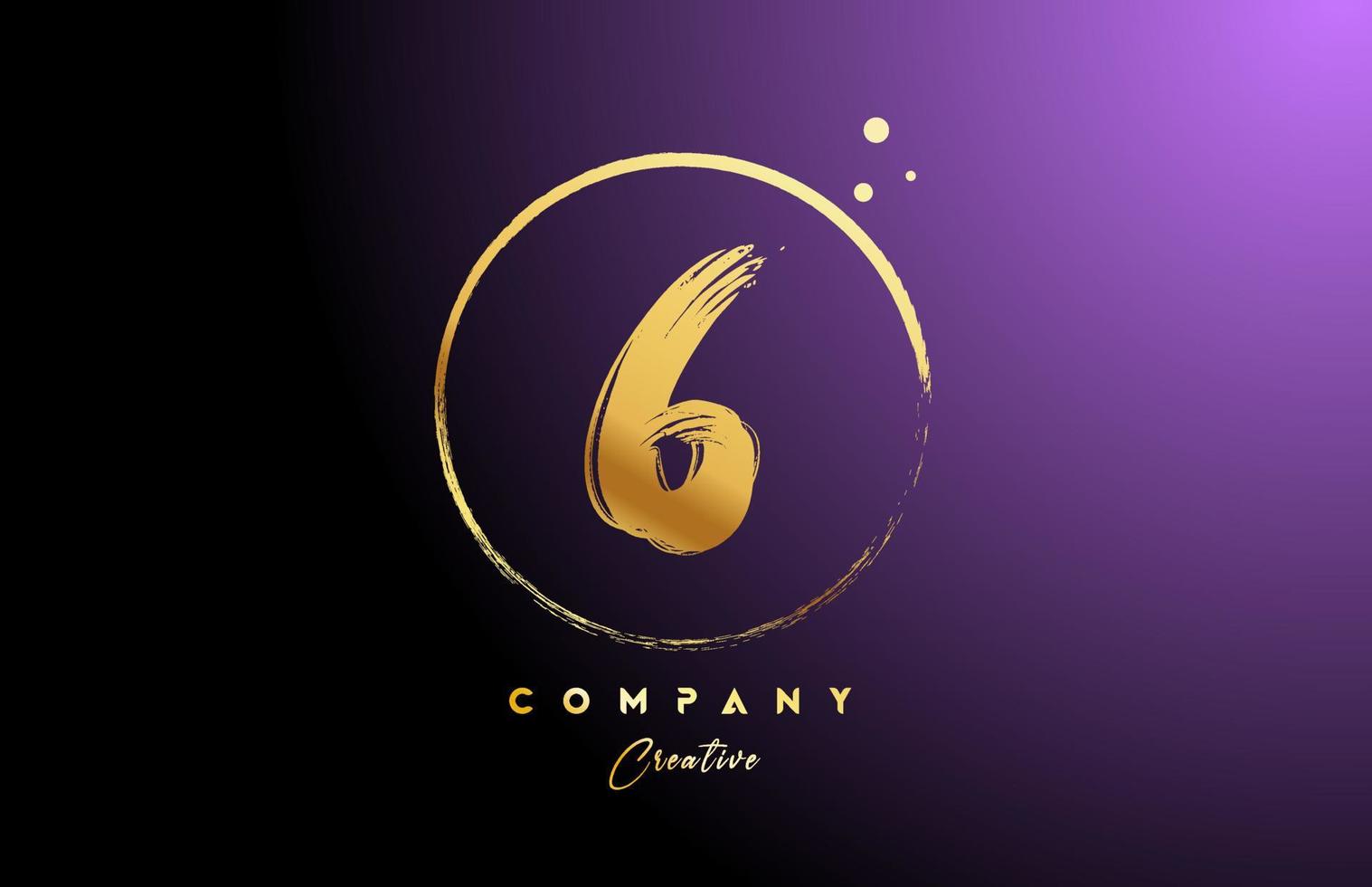 golden golden 6 Nummer Brief Logo Symbol Design mit Punkte und Kreis. Grunge kreativ Gradient Vorlage zum Unternehmen und Geschäft vektor