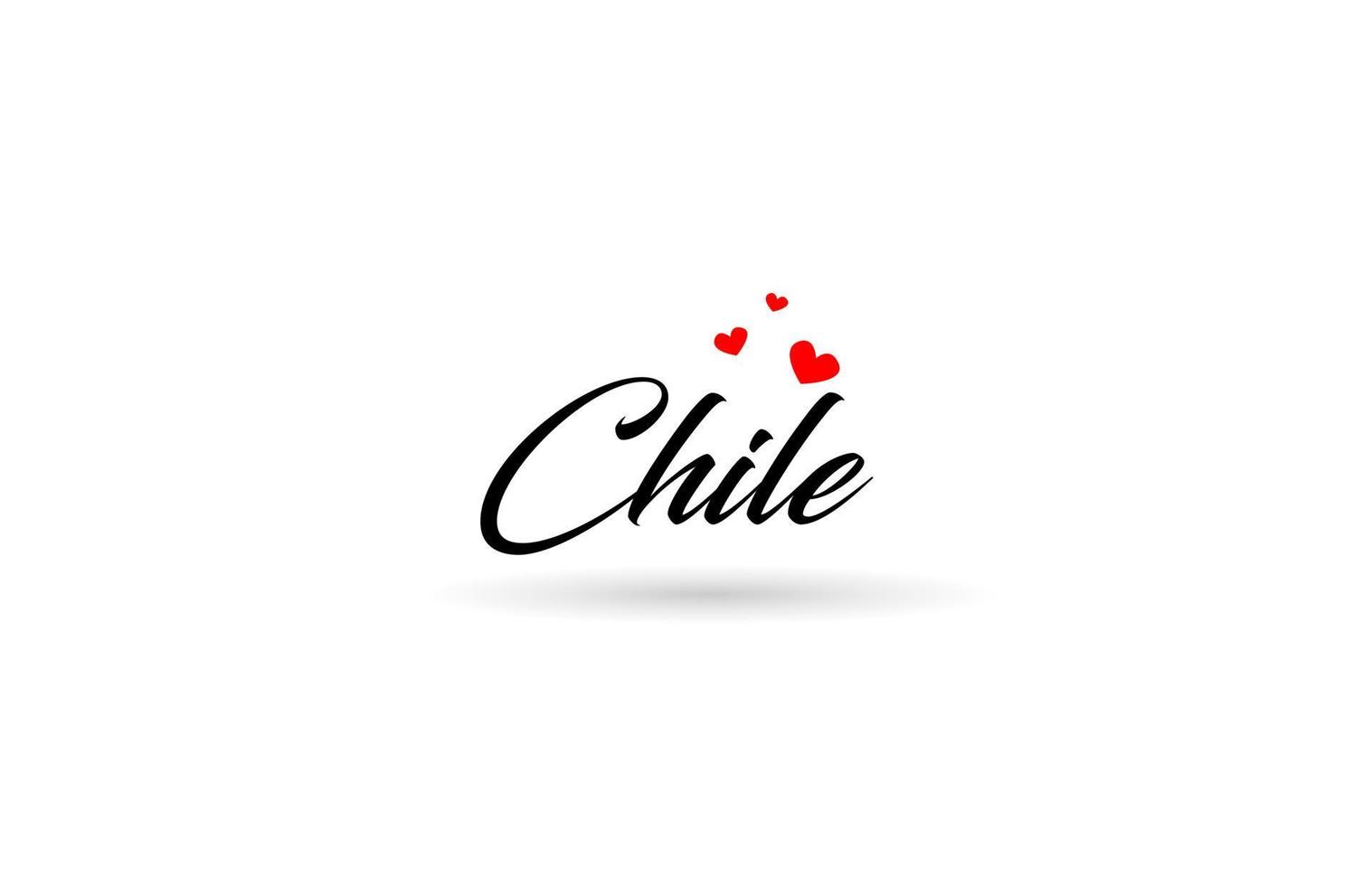 chile namn Land ord med tre röd kärlek hjärta. kreativ typografi logotyp ikon design vektor