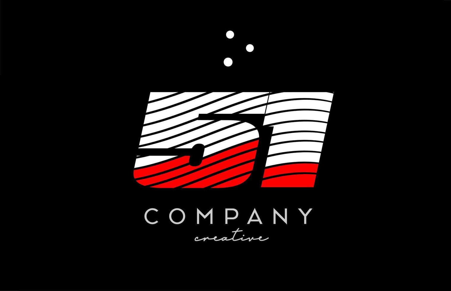 51 siffra logotyp med röd vit rader och prickar. företags- kreativ mall design för företag och företag vektor