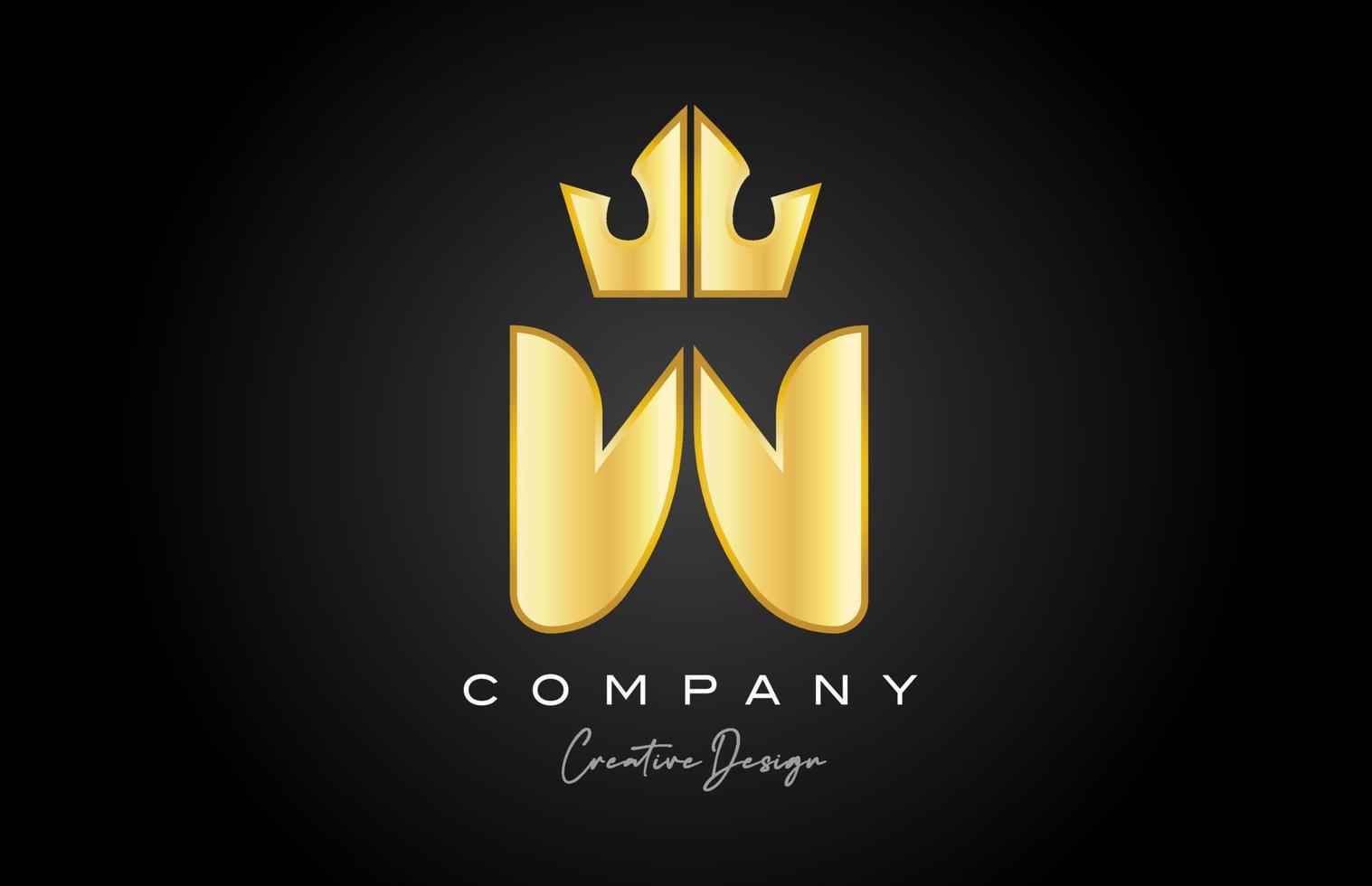 guld gyllene w alfabet brev logotyp ikon design. kreativ krona kung mall för företag och företag vektor