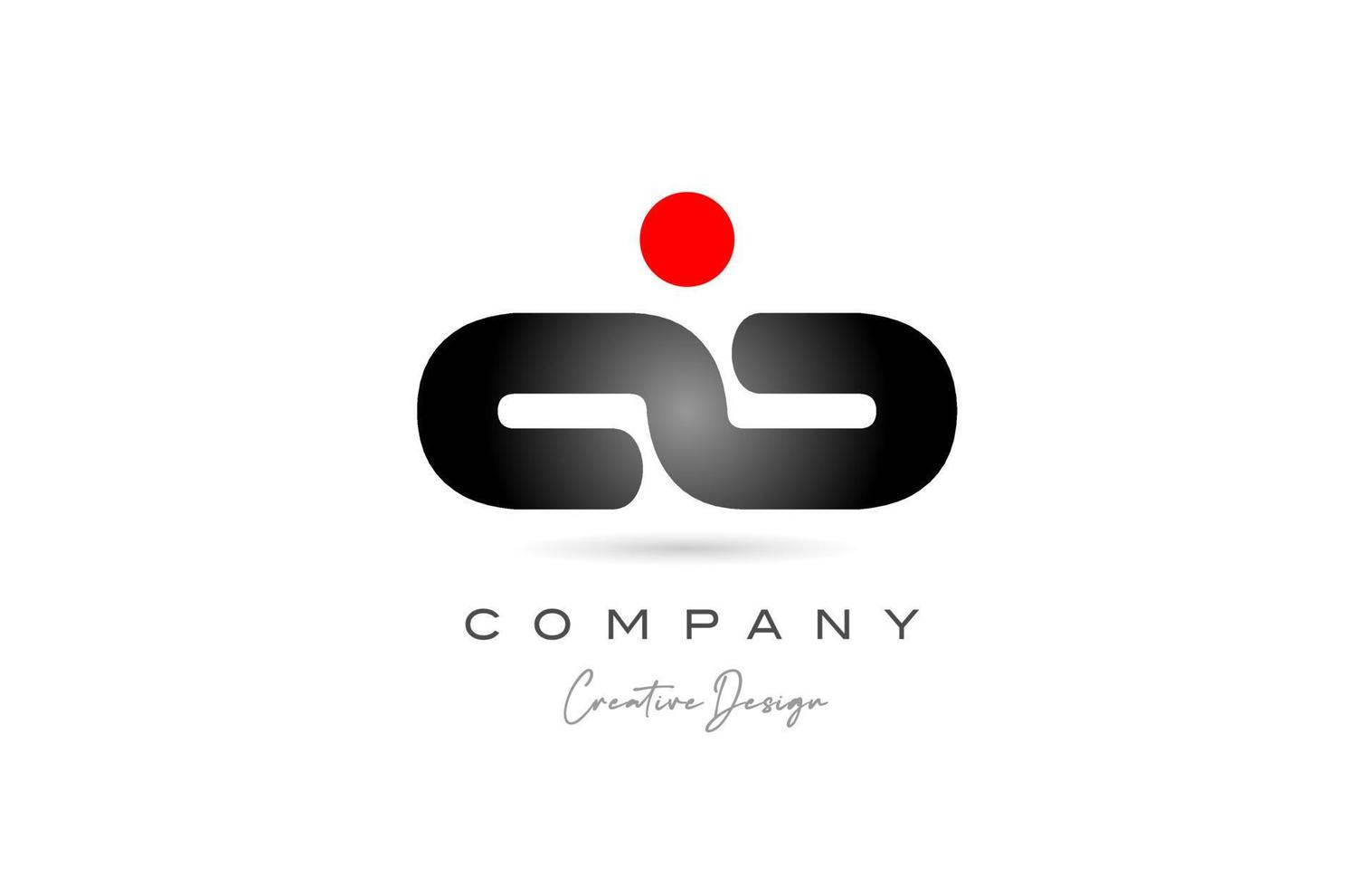 röd svart punkt o alfabet brev logotyp ikon design med lutning. kreativ mall för företag och företag vektor