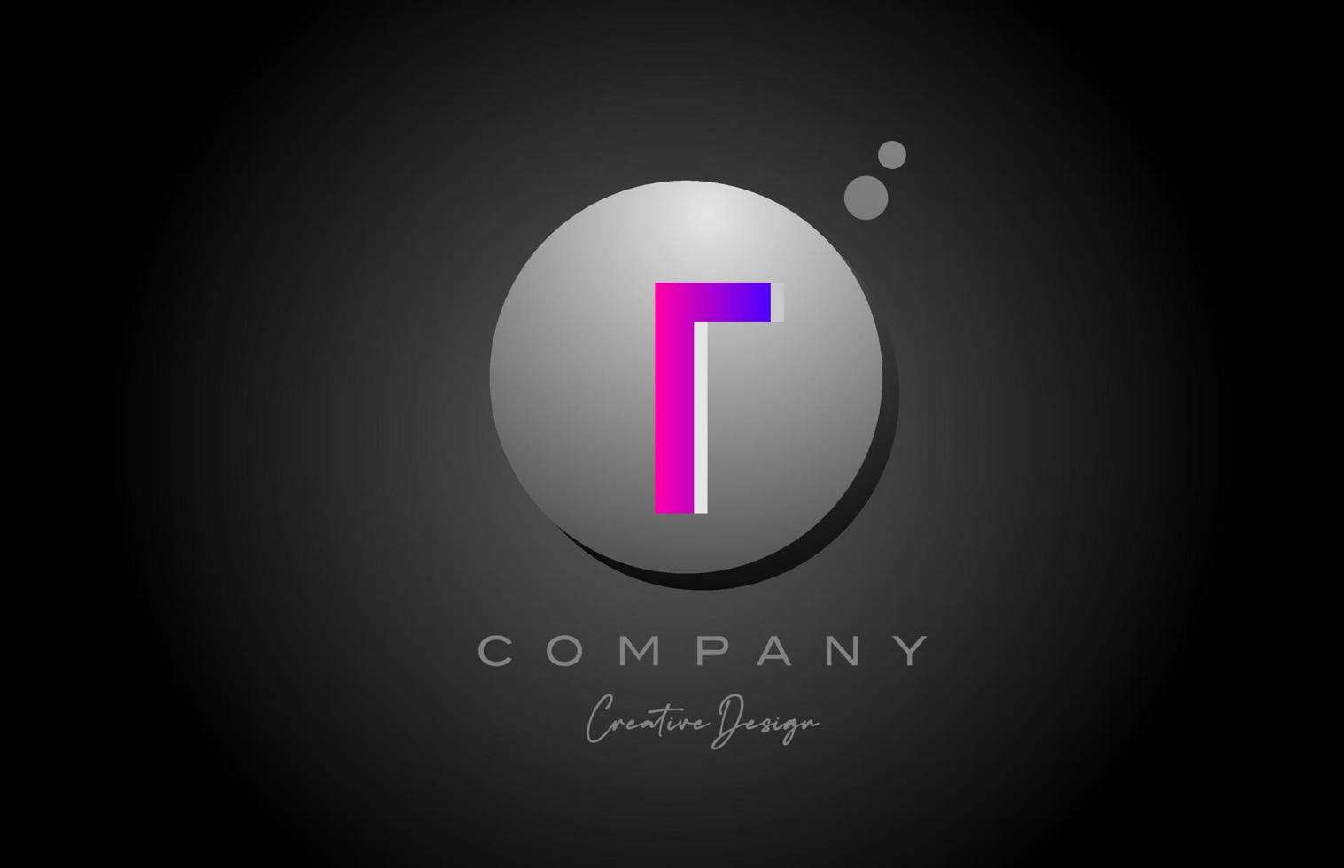 t sfär alfabet brev logotyp ikon design med punkt. rosa grå kreativ mall för företag och företag vektor