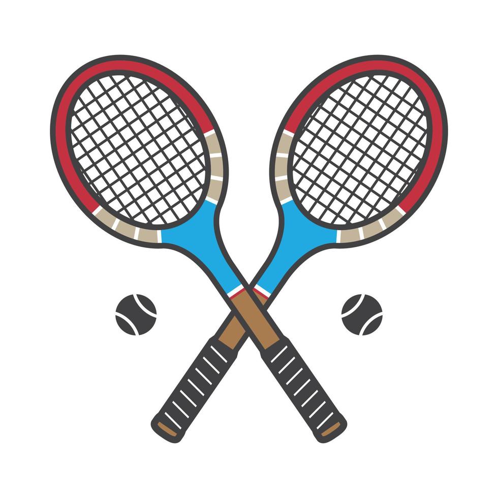 Tennis Schläger Vektor Symbol Badminton Logo Karikatur Illustration Jahrgang Sport bunt