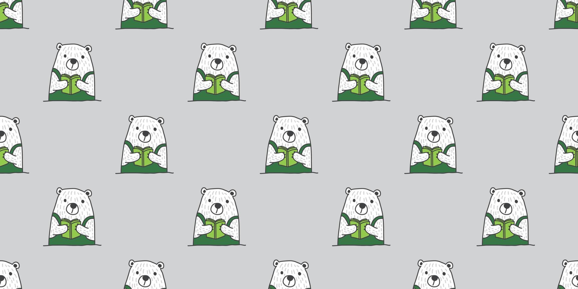 Bär nahtlos Muster Vektor Polar- Bär lesen Buch isoliert Hintergrund Hintergrund Grün