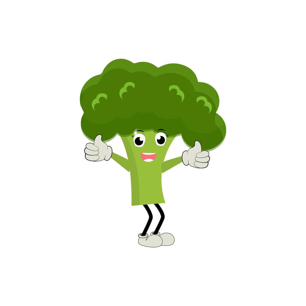 broccoli maskot tecknad serie i vektor. söt Lycklig leende broccoli vegetabiliska uppsättning samling. vektor platt tecknad serie karaktär illustration ikon design. innehåll, Lycklig, grön leende, glad ansikte känsla.