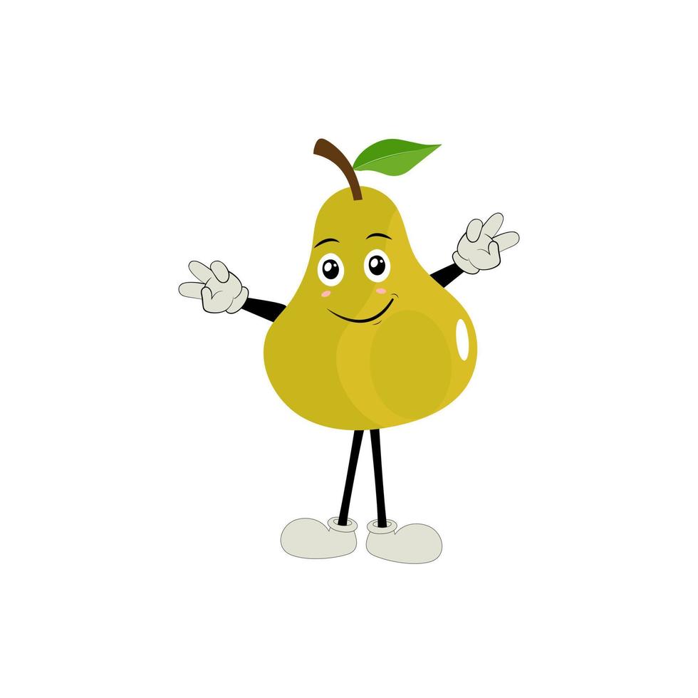 päron frukt tecknad serie. söt vektor uppsättning av päron frukt karaktär i annorlunda verkan känsla. samling av päron tecken i annorlunda uttryck, rolig frukt maskot.
