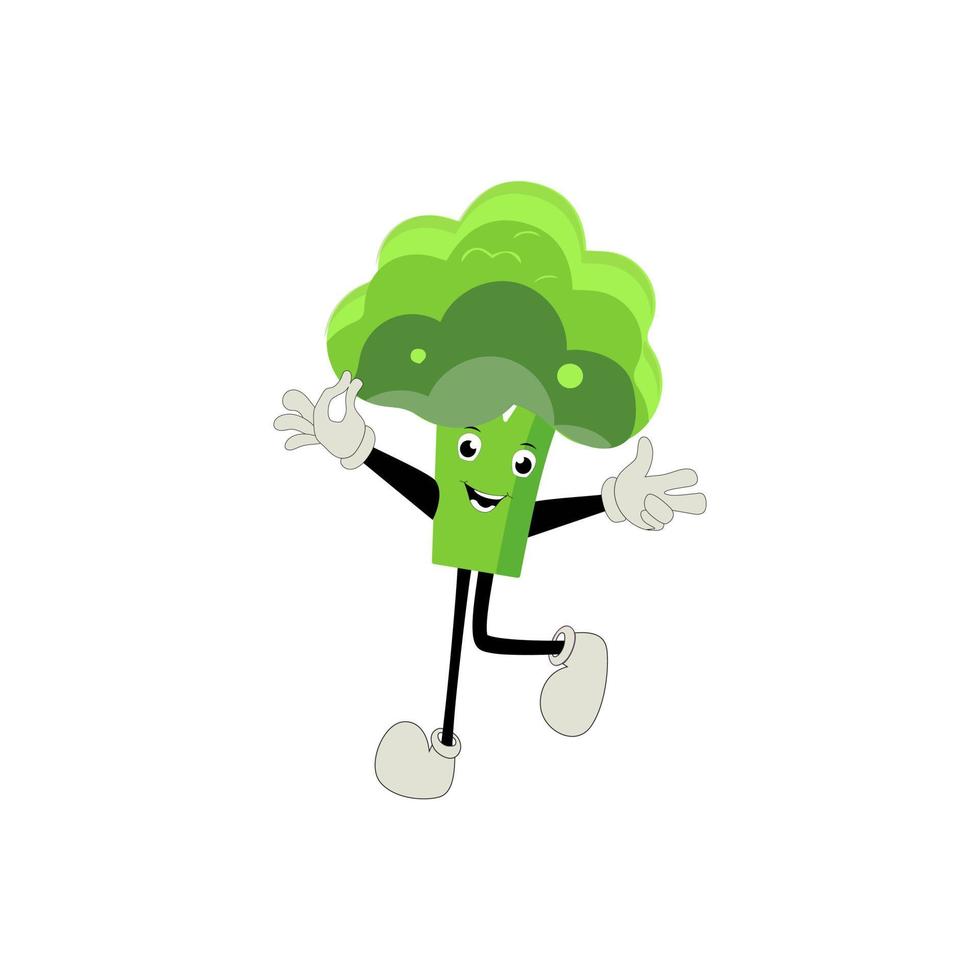 broccoli maskot tecknad serie i vektor. söt Lycklig leende broccoli vegetabiliska uppsättning samling. vektor platt tecknad serie karaktär illustration ikon design. innehåll, Lycklig, grön leende, glad ansikte känsla.