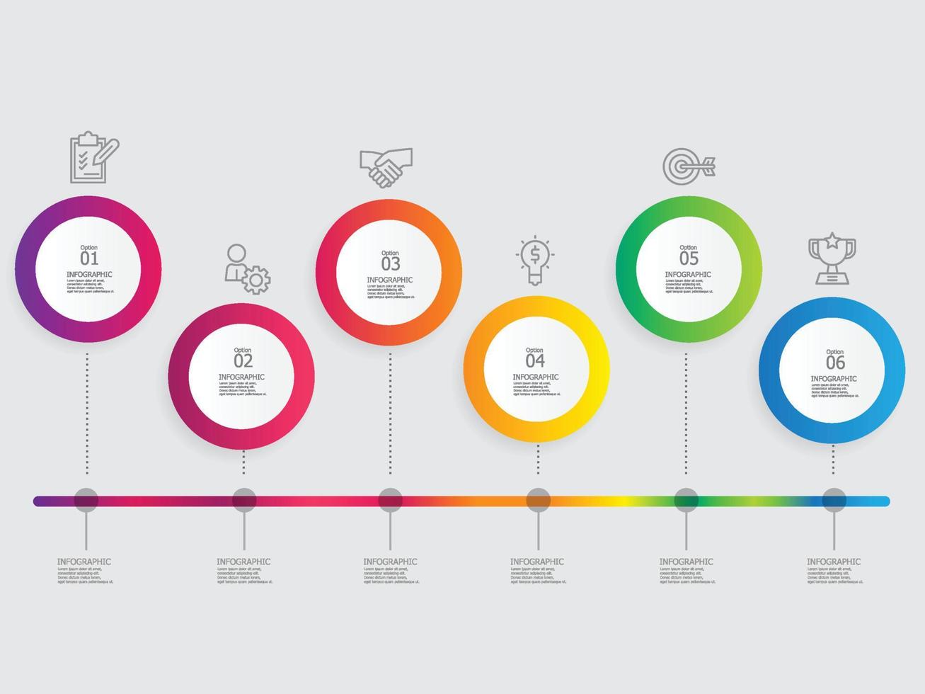 horizontal Schritte Zeitleiste Infografik Element vektor