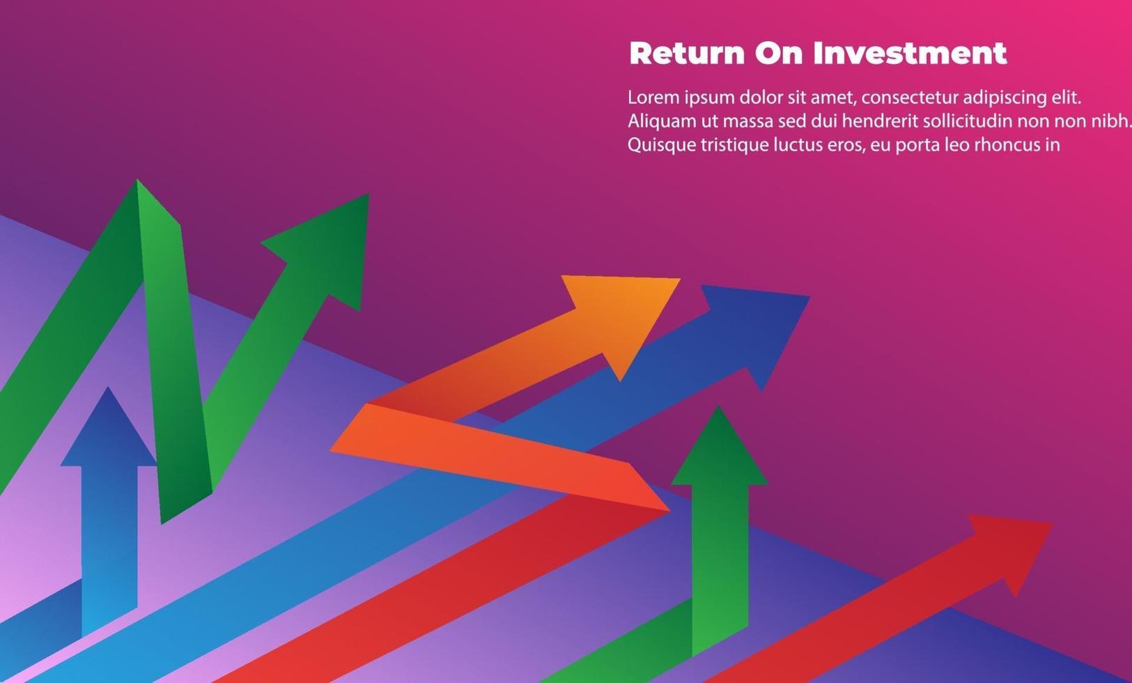 Geschäftspfeil Zielrichtungskonzept zum Erfolg. Return on Investment Roi. anwendbar für Werbung, Titelplakat, Infografik, Landing Page, UI, UX, Persentation, Baner, Social Media gepostet vektor