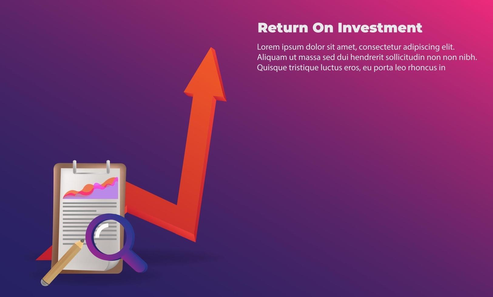 affärspil riktningskoncept till framgång. avkastning på investering ROI. tillämpligt för marknadsföring, omslagsaffisch, infografik, målsida, ui, ux, persentation, baner, sociala medier publicerade vektor