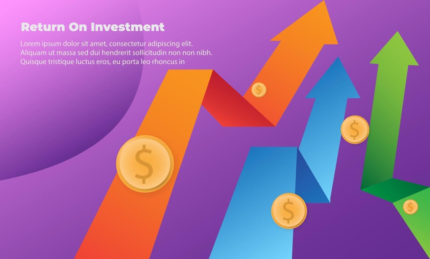 affärspil riktningskoncept till framgång. avkastning på investering ROI. tillämpligt för marknadsföring, omslagsaffisch, infografik, målsida, ui, ux, persentation, baner, sociala medier publicerade vektor