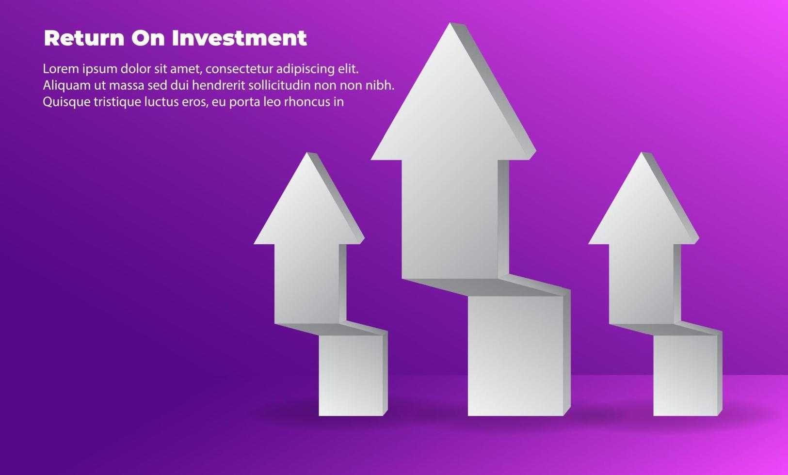 Geschäftspfeil Zielrichtungskonzept zum Erfolg. Return on Investment Roi. anwendbar für Werbung, Titelplakat, Infografik, Landing Page, UI, UX, Persentation, Baner, Social Media gepostet vektor