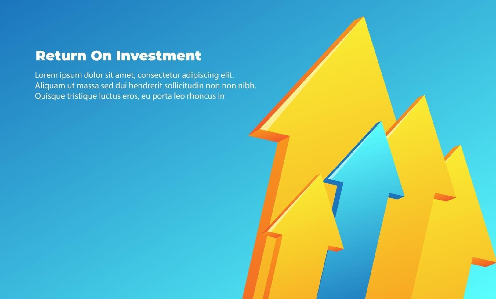 Geschäftspfeil Zielrichtungskonzept zum Erfolg. Return on Investment Roi. anwendbar für Werbung, Titelplakat, Infografik, Landing Page, UI, UX, Persentation, Baner, Social Media gepostet vektor