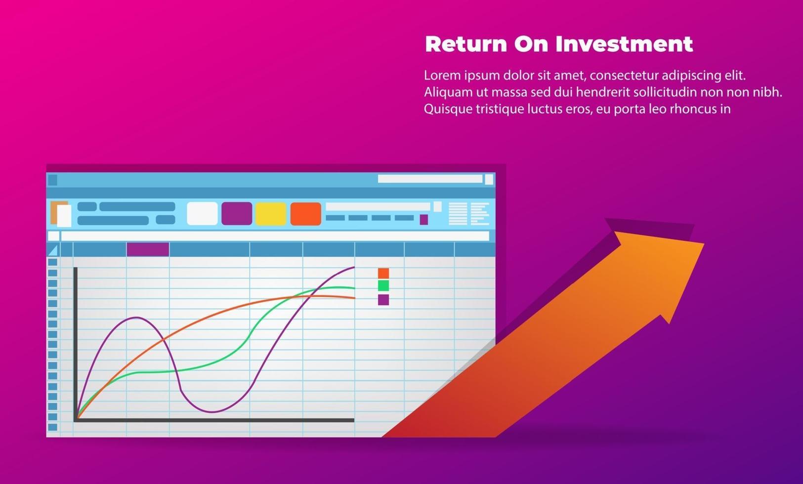 Geschäftspfeil Zielrichtungskonzept zum Erfolg. Return on Investment Roi. anwendbar für Werbung, Titelplakat, Infografik, Landing Page, UI, UX, Persentation, Baner, Social Media gepostet vektor