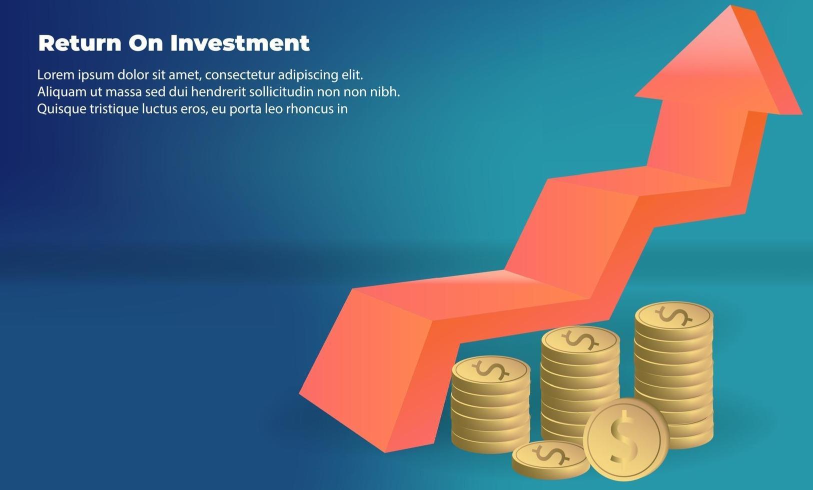 affärspil riktningskoncept till framgång. avkastning på investering ROI. tillämpligt för marknadsföring, omslagsaffisch, infografik, målsida, ui, ux, persentation, baner, sociala medier publicerade vektor