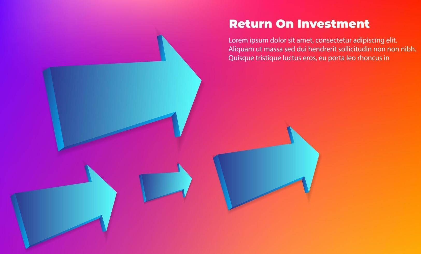 Geschäftspfeil Zielrichtungskonzept zum Erfolg. Return on Investment Roi. anwendbar für Werbung, Titelplakat, Infografik, Landing Page, UI, UX, Persentation, Baner, Social Media gepostet vektor