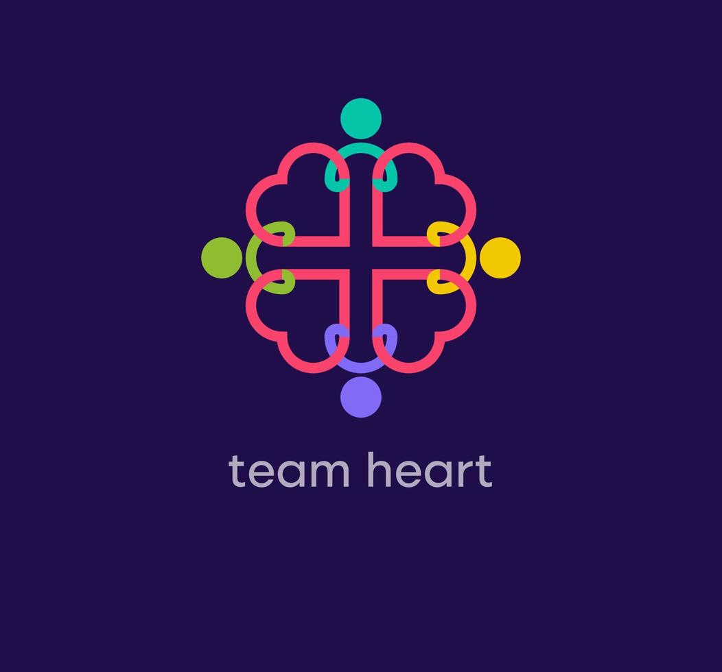 team hjärta människor logotyp. unik design Färg övergångar. team och gemensam Framgång logotyp mall. vektor. vektor