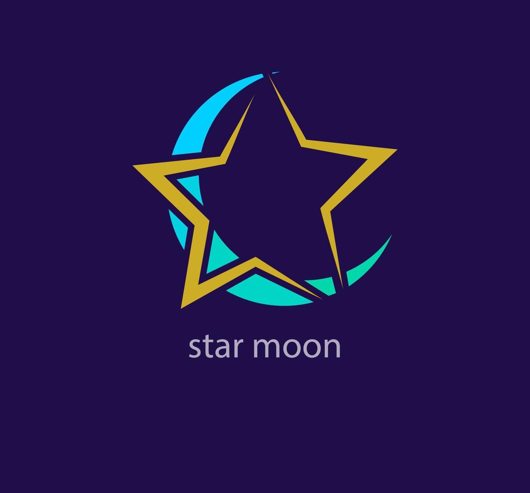 modern Star und Mond Logo. einzigartig Farbe Übergänge. Astronomie und Planet Symbol Vorlage. Vektor