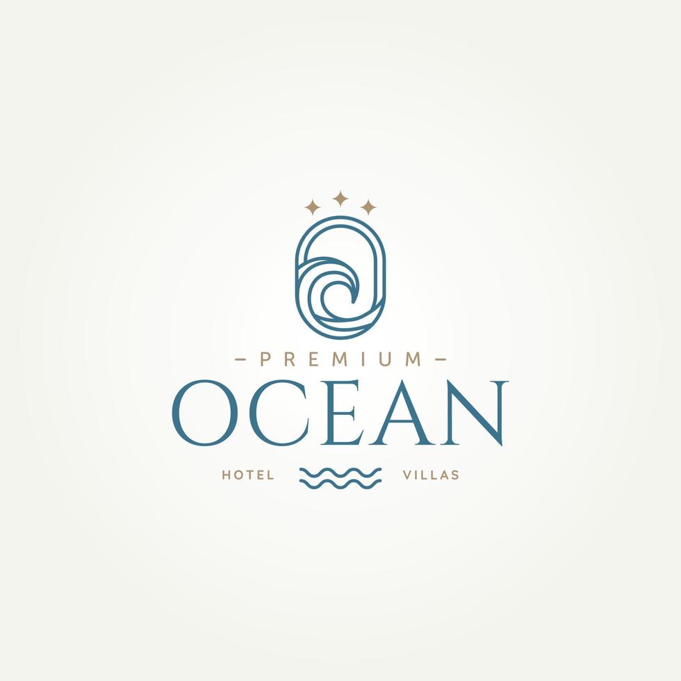 minimalistisch Prämie Strand Ozean Hotel Villa Abzeichen Symbol Logo Vorlage Vektor Illustration Design. einfach modern Hotel, Erholungsort, Villa Logo Konzept