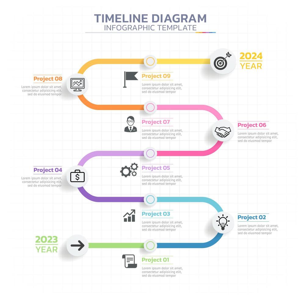 tidslinje diagram infographic steg mall bakgrund vektor