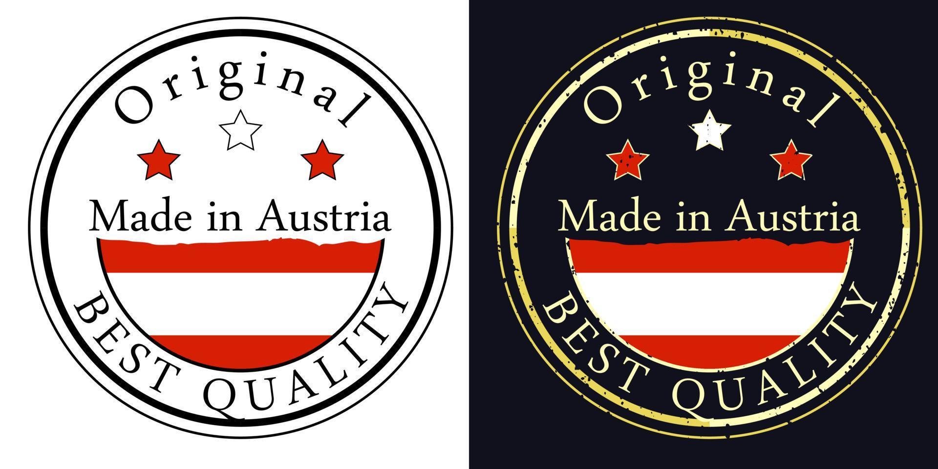 runda etiketter med flagga, original- bäst kvalitet. vektor illustration av österrike flagga.