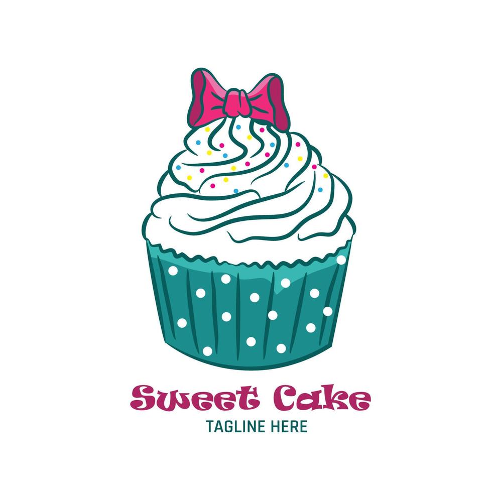 kopp kaka och muffin vektor illustration logotyp design, perfekt för bageri affär logotyp design