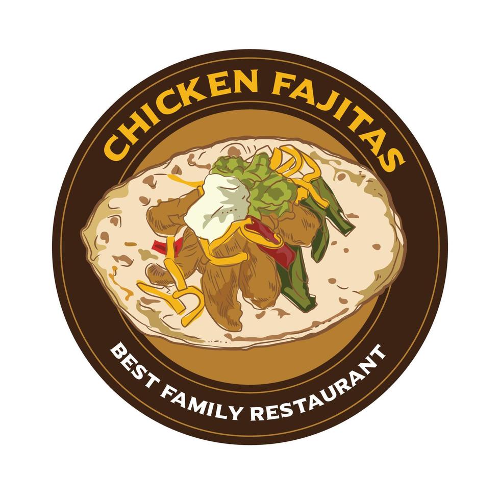 mexikansk kök kyckling fajitas hand dragen vektor illustration, perfekt för meny och affisch dekor restaurang