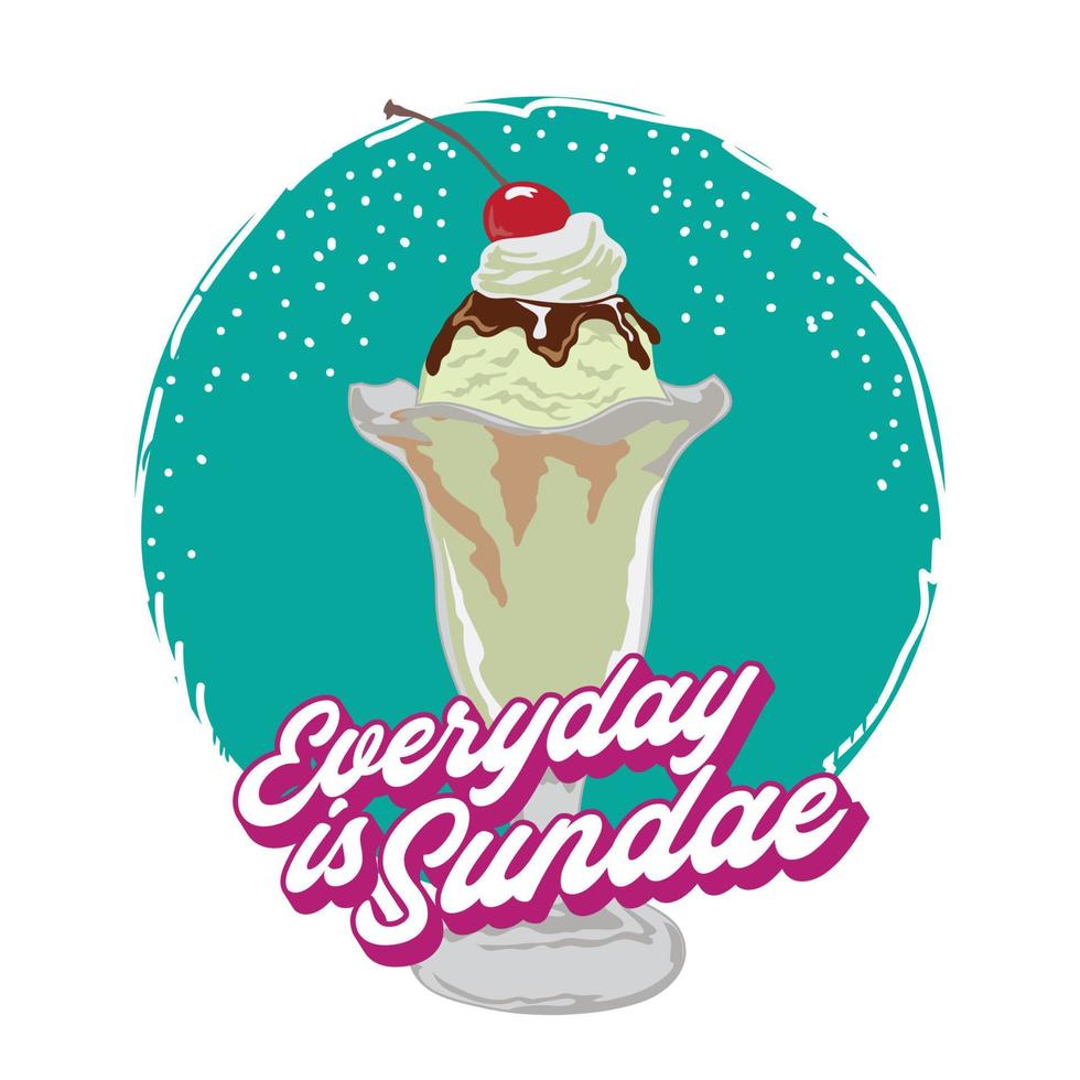 Eis Sahne Eisbecher Vanila Vektor Illustration , perfekt zum Eis Geschäft Cafe Logo Eis und Poster ebenfalls Mauer Dekor Design